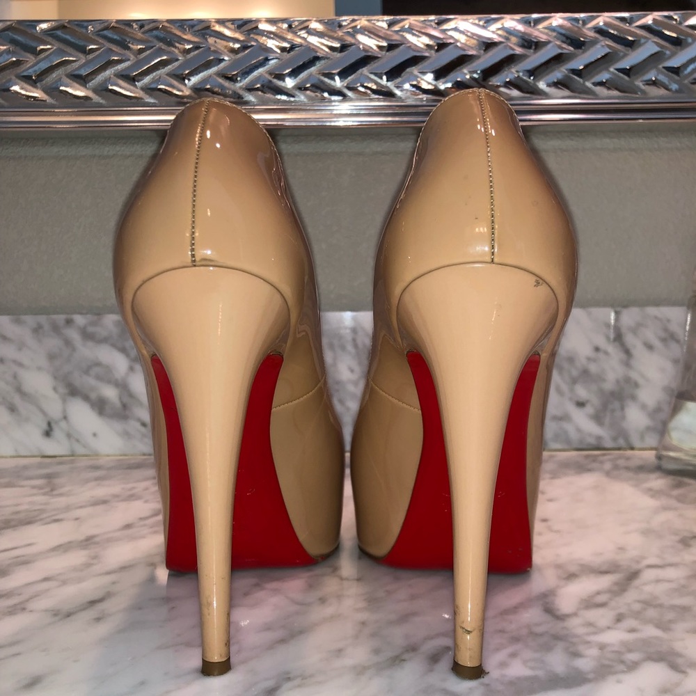 Authentic Christian Louboutin Open Toe Nude Pumps